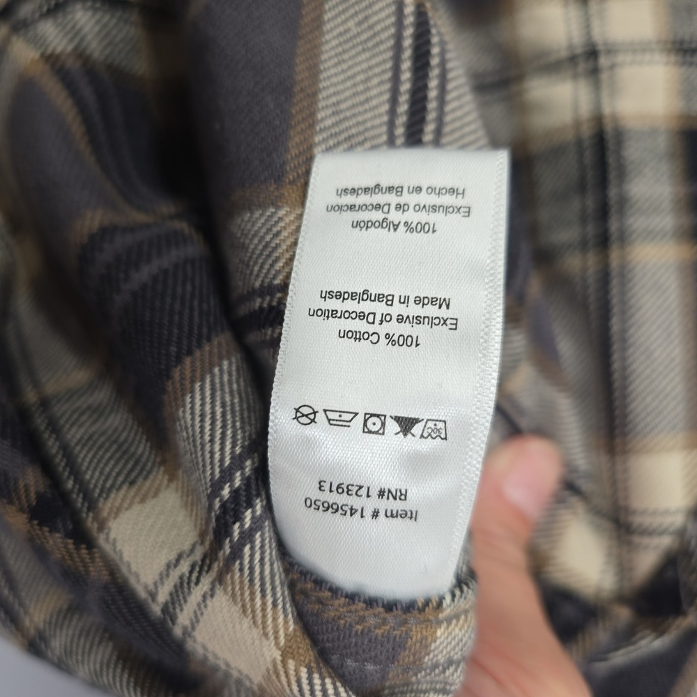 Jachs NY Mens Heritage Flannel Plaid Button Down Shirt Brown Tan Black Large - Picture 5 of 6